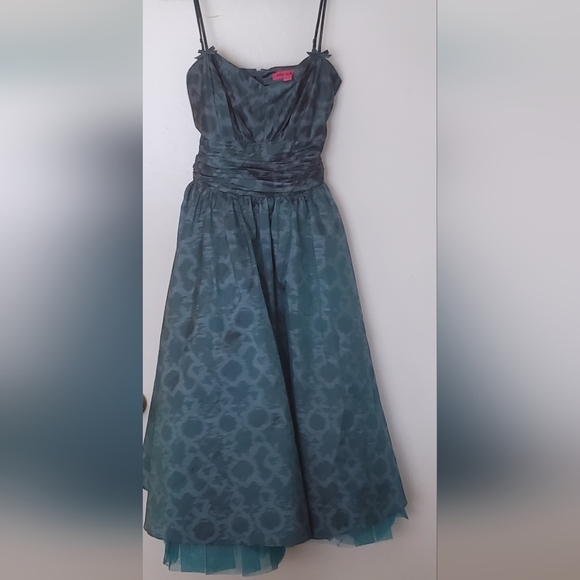 Betsey Johnson Teal Blue Green Snake Print Satin Prom Party Dress. - Picture 10 of 16